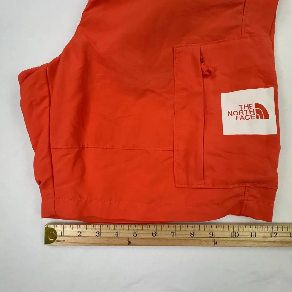 The North Face Swim Shorts Mens Small Orange Lined Elastic Waist Logo Pocket